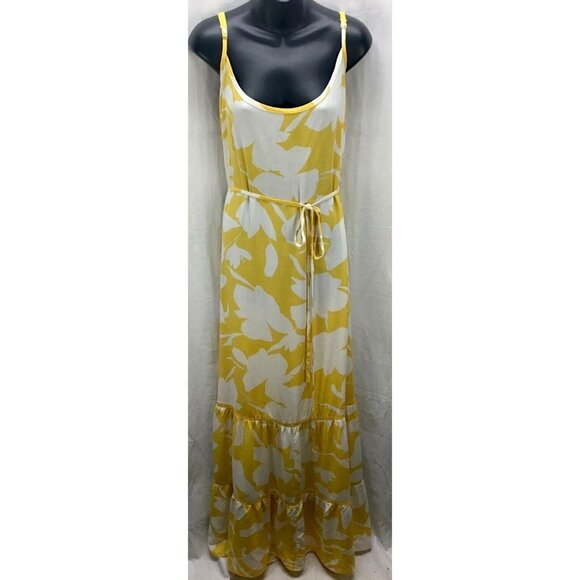 Ava & Viv Tier Dress Plus 4X Yellow White Floral Tier Spaghetti Strap New - Picture 1 of 5